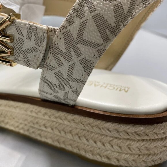 NEW MICHAEL KORS Richie Signature Logo Espadrille Sandals Vanilla Size 9.5W - Picture 2 of 8